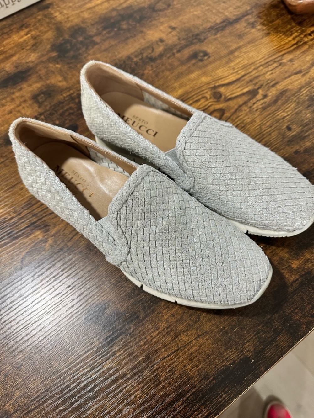 Sesto Meucci Woven Suede Slip-On Loafers Size 5.5 Italy Comfort Chic